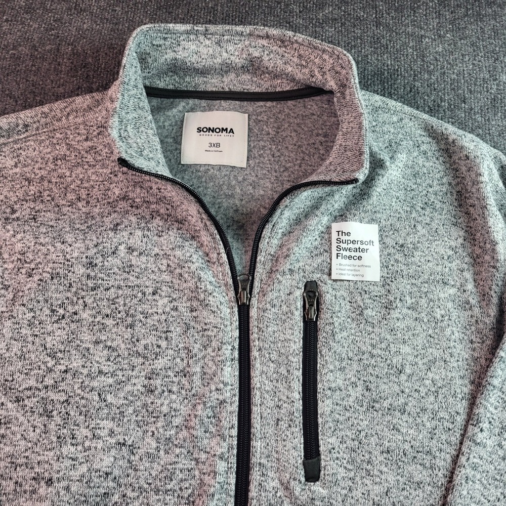 SONOMA Men’s Supersoft Sweater Fleece Light Gray Zip Shirt Jacket